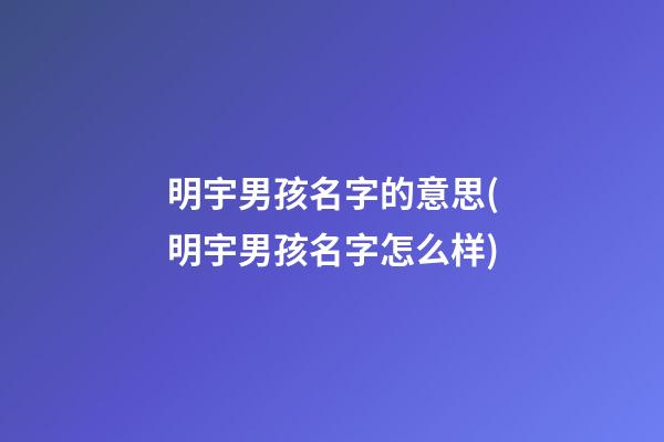明宇男孩名字的意思(明宇男孩名字怎么样)