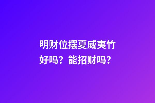 明财位摆夏威夷竹好吗？能招财吗？