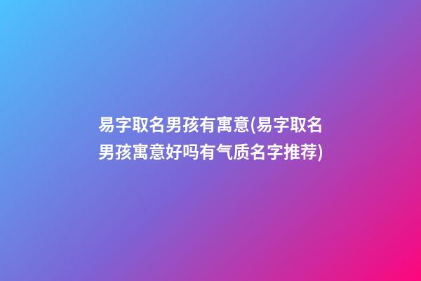 易字取名男孩有寓意(易字取名男孩寓意好吗有气质名字推荐)