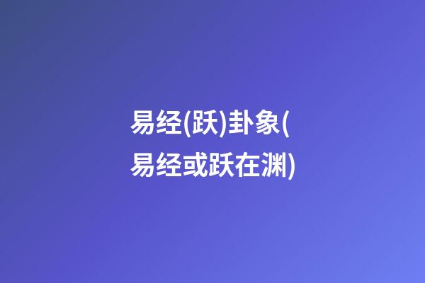 易经(跃)卦象(易经或跃在渊)