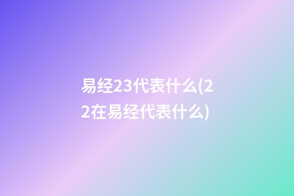 易经23代表什么(22在易经代表什么)