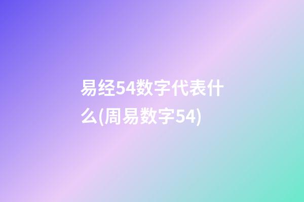 易经54数字代表什么(周易数字54)