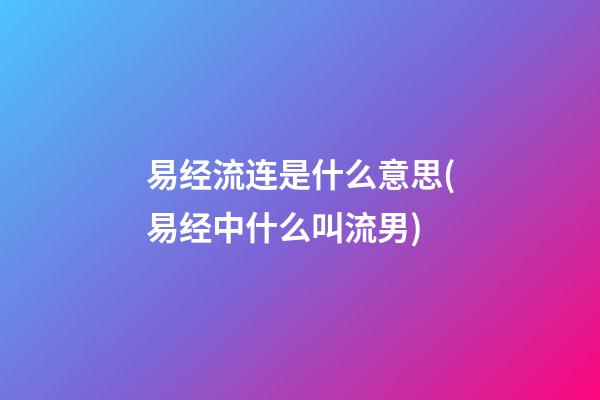 易经流连是什么意思(易经中什么叫流男)
