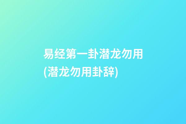 易经第一卦潜龙勿用(潜龙勿用卦辞)