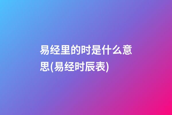 易经里的时是什么意思(易经时辰表)