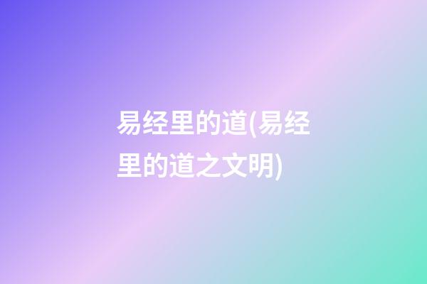 易经里的道(易经里的道之文明)