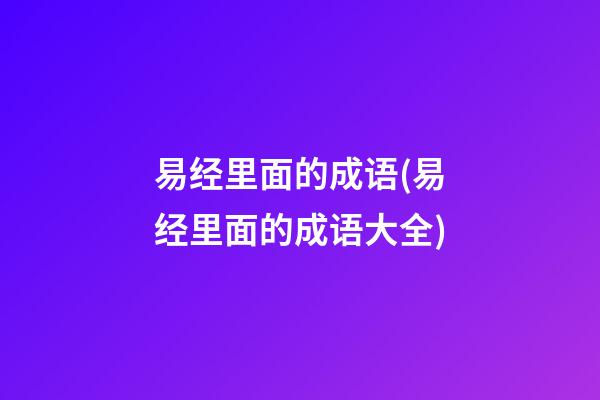 易经里面的成语(易经里面的成语大全)