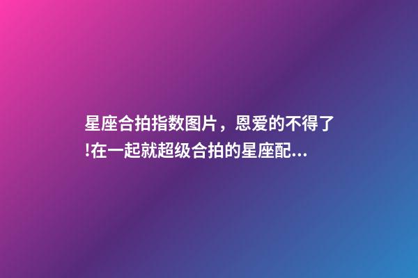 星座合拍指数图片，恩爱的不得了!在一起就超级合拍的星座配对前5名大公开!-第1张-观点-玄机派