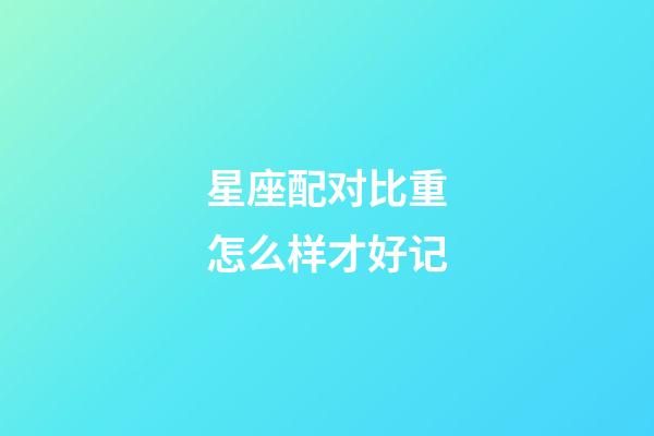 星座配对比重怎么样才好记