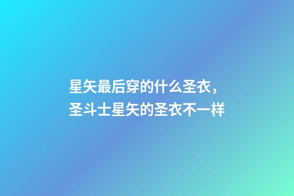 星矢最后穿的什么圣衣，圣斗士星矢的圣衣不一样-第1张-观点-玄机派