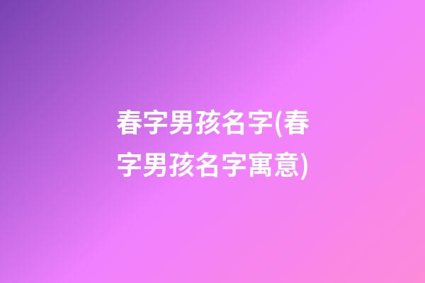 春字男孩名字(春字男孩名字寓意)