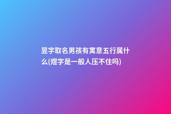 昱字取名男孩有寓意五行属什么(煜字是一般人压不住吗)