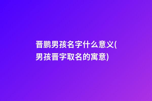 晋鹏男孩名字什么意义(男孩晋字取名的寓意)