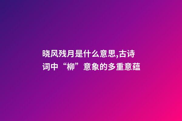 晓风残月是什么意思,古诗词中“柳”意象的多重意蕴-第1张-观点-玄机派
