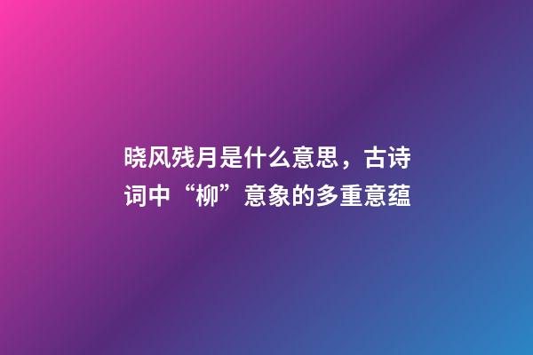 晓风残月是什么意思，古诗词中“柳”意象的多重意蕴-第1张-观点-玄机派