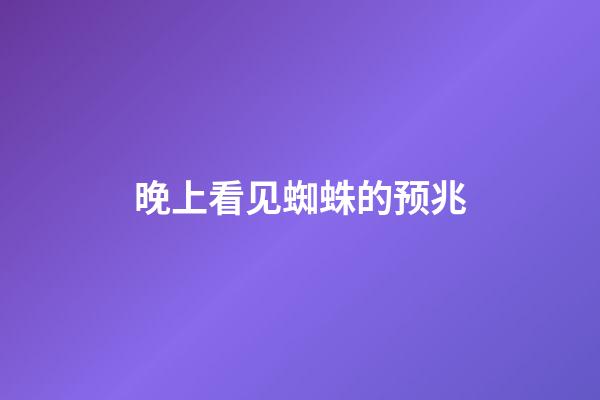 晚上看见蜘蛛的预兆