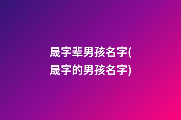 晟字辈男孩名字(晟字的男孩名字)