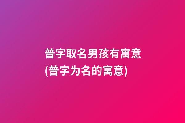 普字取名男孩有寓意(普字为名的寓意)