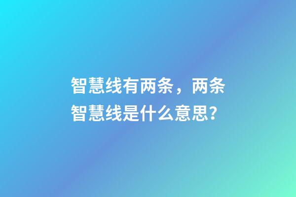 智慧线有两条，两条智慧线是什么意思？