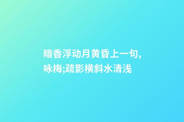 暗香浮动月黄昏上一句,咏梅;疏影横斜水清浅-第1张-观点-玄机派