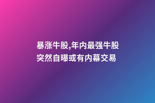 暴涨牛股,年内最强牛股突然自曝或有内幕交易-第1张-观点-玄机派