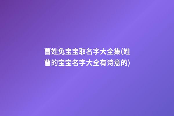 曹姓兔宝宝取名字大全集(姓曹的宝宝名字大全有诗意的)