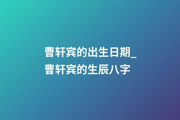 曹轩宾的出生日期_曹轩宾的生辰八字