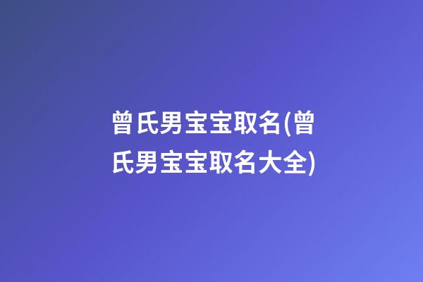 曾氏男宝宝取名(曾氏男宝宝取名大全)