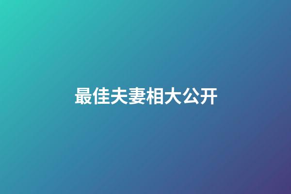 最佳夫妻相大公开