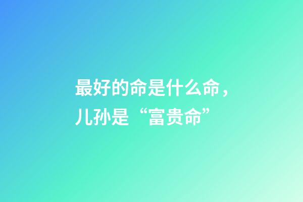 最好的命是什么命，儿孙是“富贵命”-第1张-观点-玄机派