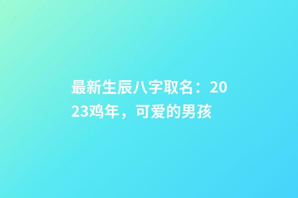 最新生辰八字取名：2023鸡年，可爱的男孩