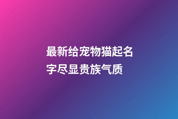 最新给宠物猫起名字尽显贵族气质
