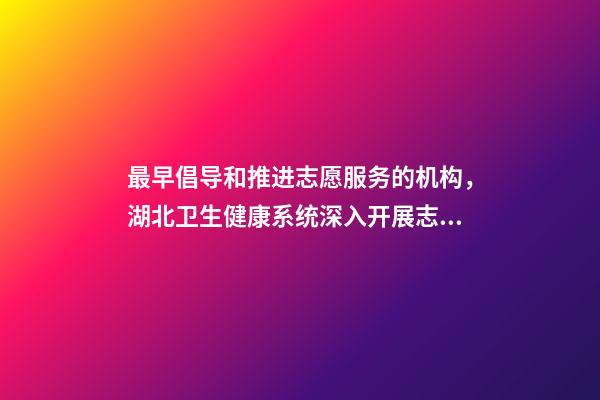最早倡导和推进志愿服务的机构，湖北卫生健康系统深入开展志愿服务活动-第1张-观点-玄机派