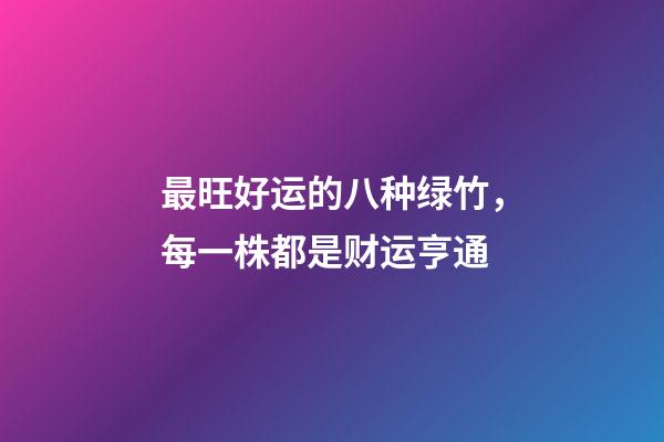 最旺好运的八种绿竹，每一株都是财运亨通