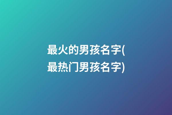 最火的男孩名字(最热门男孩名字)