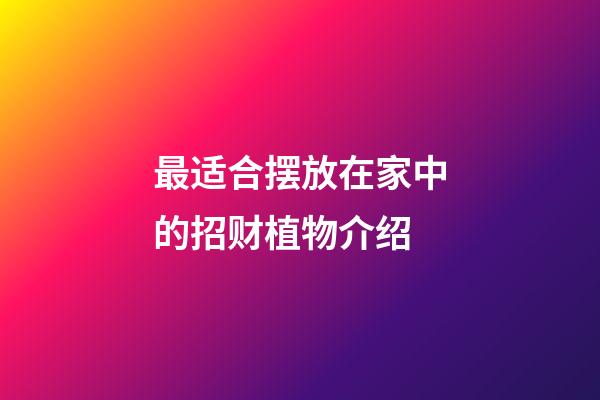 最适合摆放在家中的招财植物介绍