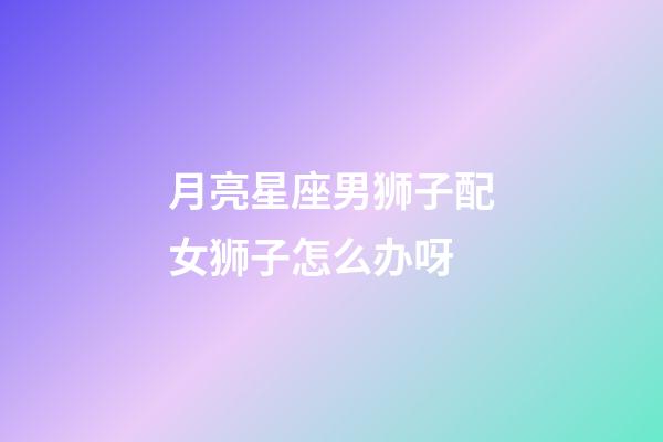 月亮星座男狮子配女狮子怎么办呀-第1张-星座运势-玄机派
