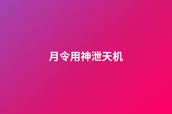 月令用神泄天机