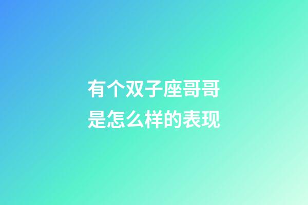 有个双子座哥哥是怎么样的表现-第1张-星座运势-玄机派