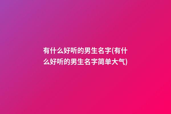有什么好听的男生名字(有什么好听的男生名字简单大气)