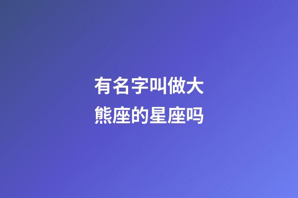 有名字叫做大熊座的星座吗-第1张-星座运势-玄机派