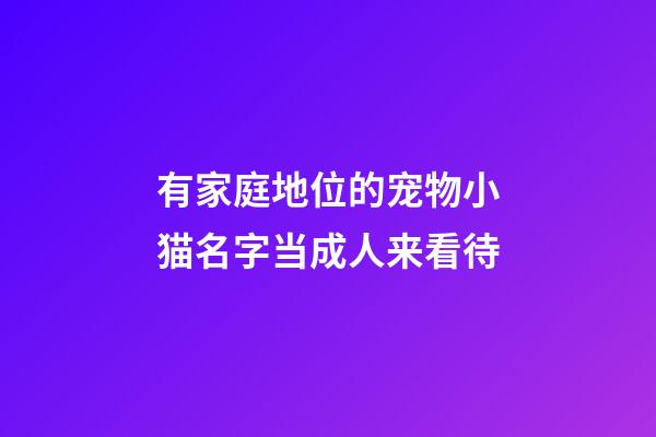 有家庭地位的宠物小猫名字当成人来看待