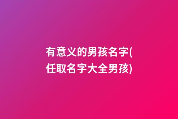 有意义的男孩名字(任取名字大全男孩)