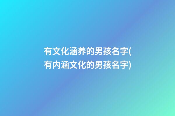 有文化涵养的男孩名字(有内涵文化的男孩名字)