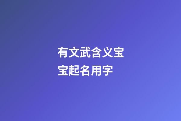 有文武含义宝宝起名用字