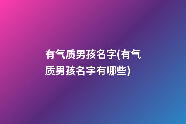 有气质男孩名字(有气质男孩名字有哪些)