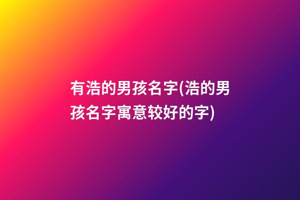 有浩的男孩名字(浩的男孩名字寓意较好的字)
