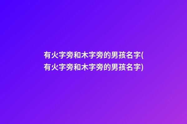 有火字旁和木字旁的男孩名字(有火字旁和木字旁的男孩名字)