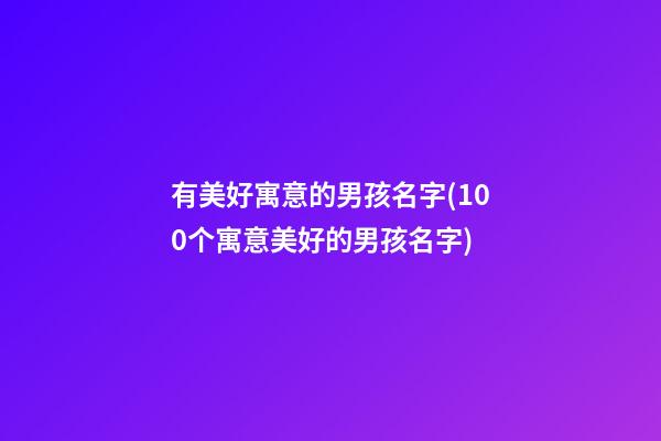 有美好寓意的男孩名字(100个寓意美好的男孩名字)