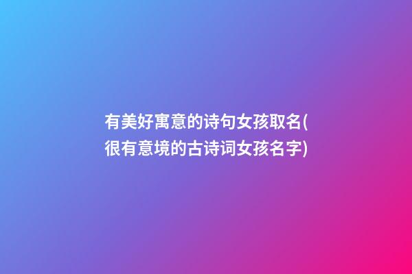 有美好寓意的诗句女孩取名(很有意境的古诗词女孩名字)
